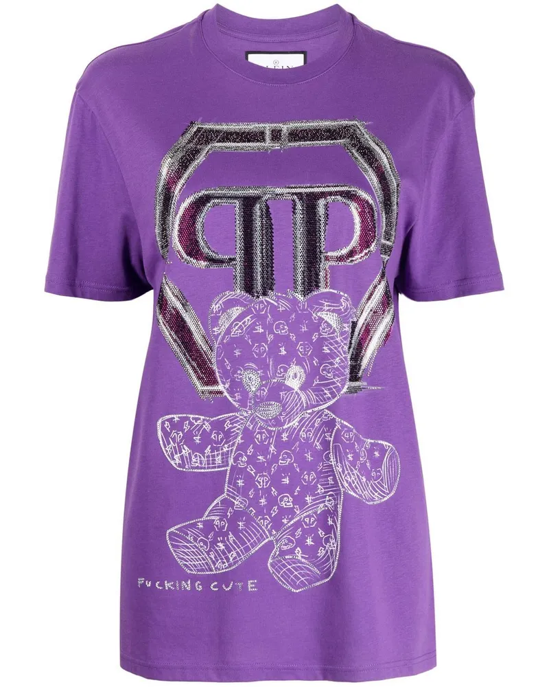 Philipp Plein T-Shirt mit Teddy-Print - Violett Violett