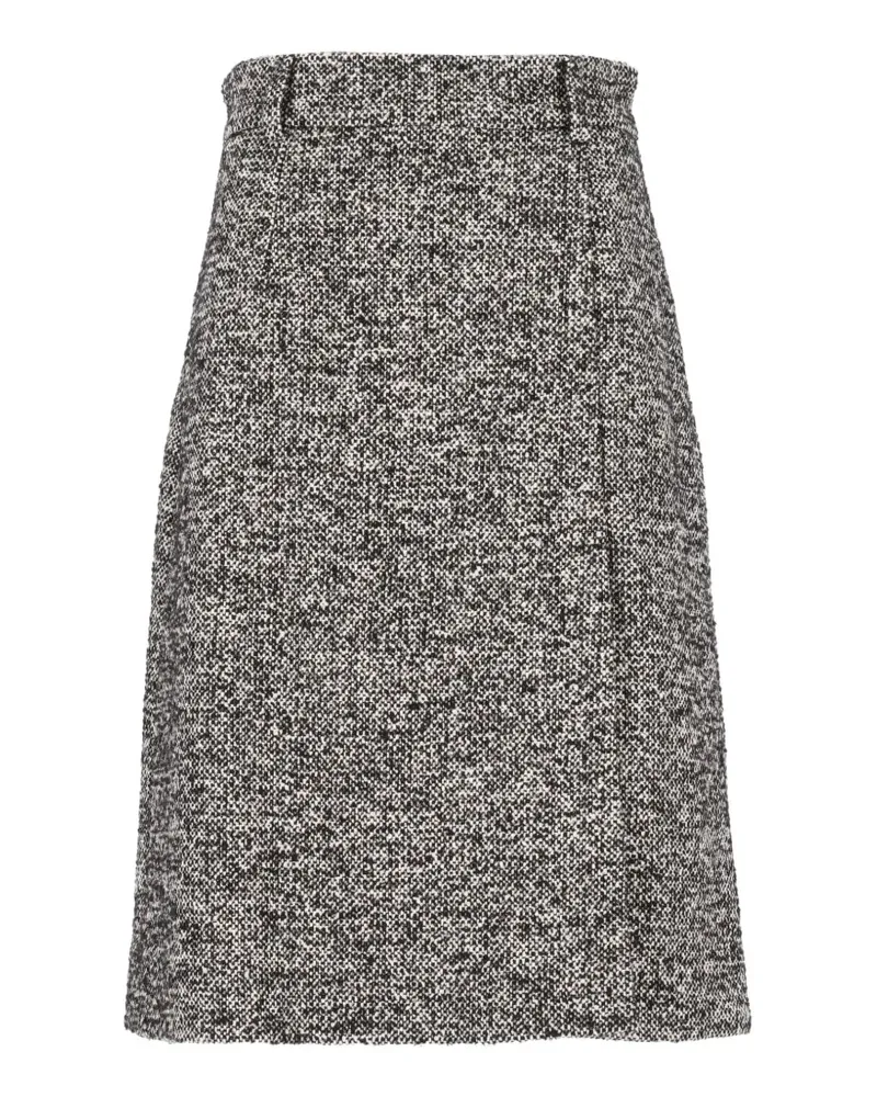 Dolce & Gabbana Midirock aus Bouclé-Strick mit Gürtelschlaufen - Schwarz Schwarz