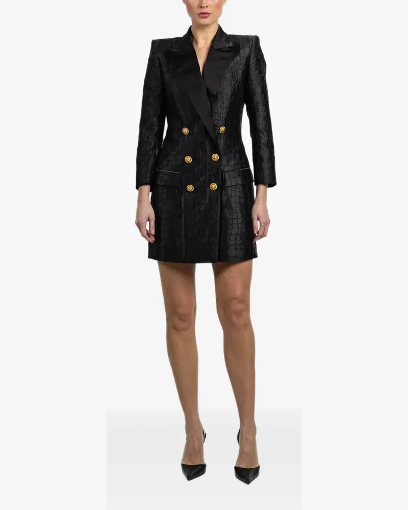Balmain button textured mini dress - Schwarz Schwarz