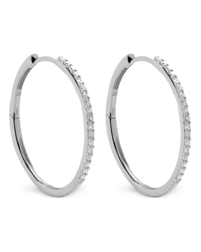 Monica Vinader Mittelgroße 14kt Weißgoldcreolen - Silber Silber