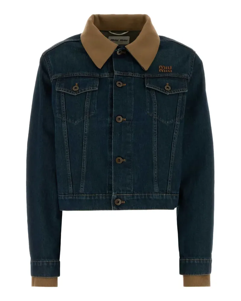 Miu Miu contrast-collar denim jacket - Blau Blau