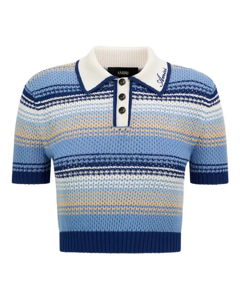 Amiri Gehäkeltes Cropped-Strickoberteil mit Streifenmuster - Blau Blau