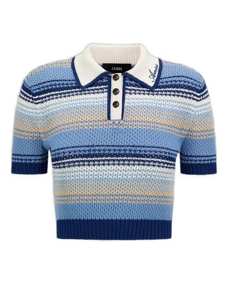 Amiri Gehäkeltes Cropped-Strickoberteil mit Streifenmuster - Blau Blau