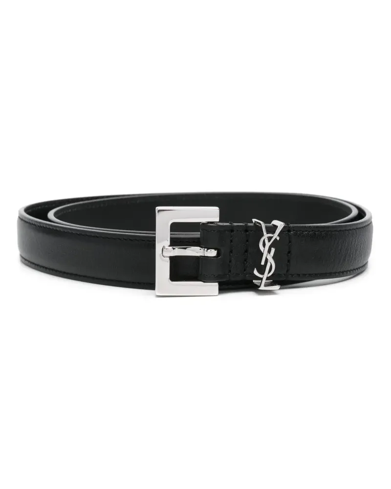 Saint Laurent Schmaler Cassandre Gürtel - Schwarz Schwarz