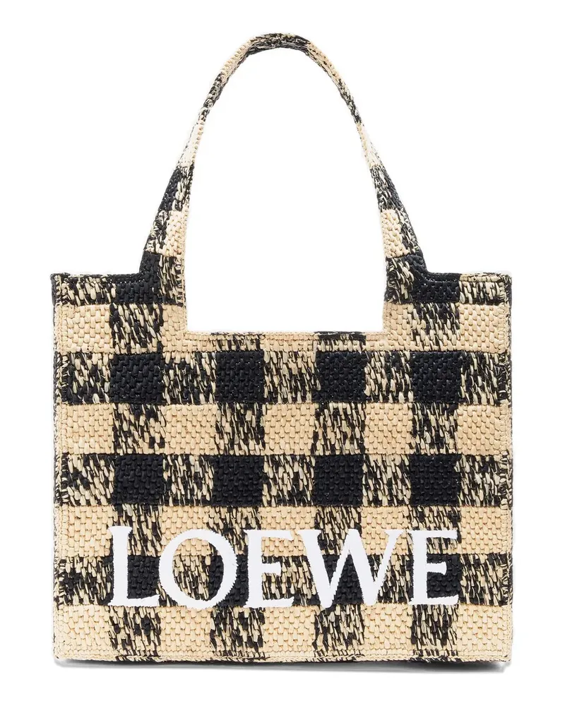 Loewe Großer Font Tote Bag mit Schachbrett-Logo - Nude Nude