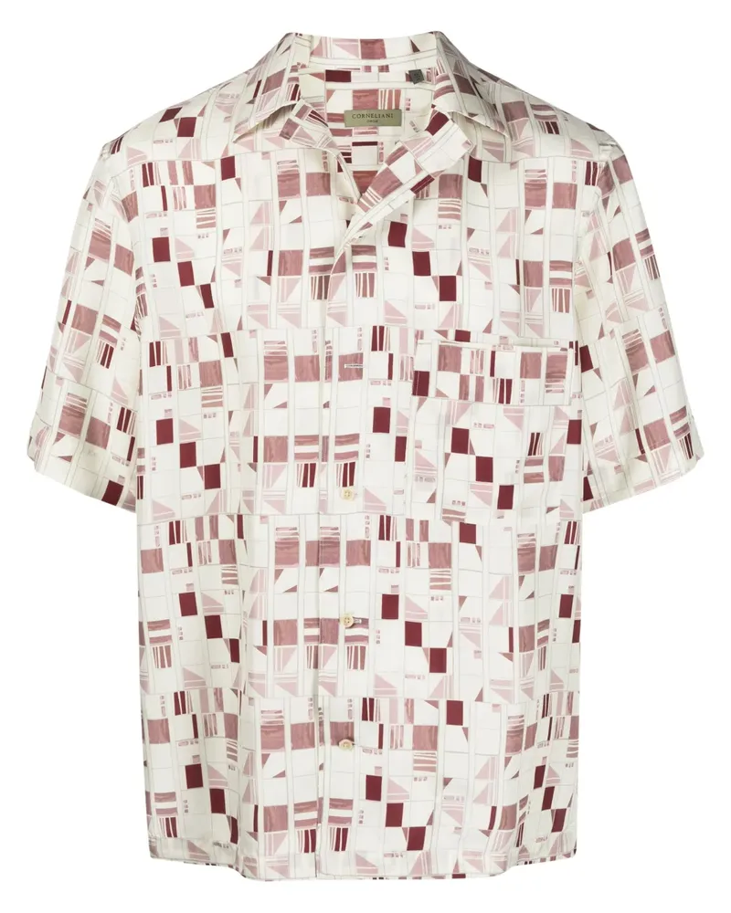 Corneliani Geometrisch gemustertes Seidenhemd - Nude Nude