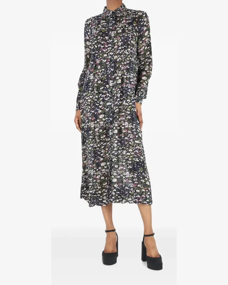Ganni floral-print midi dress - Blau Blau