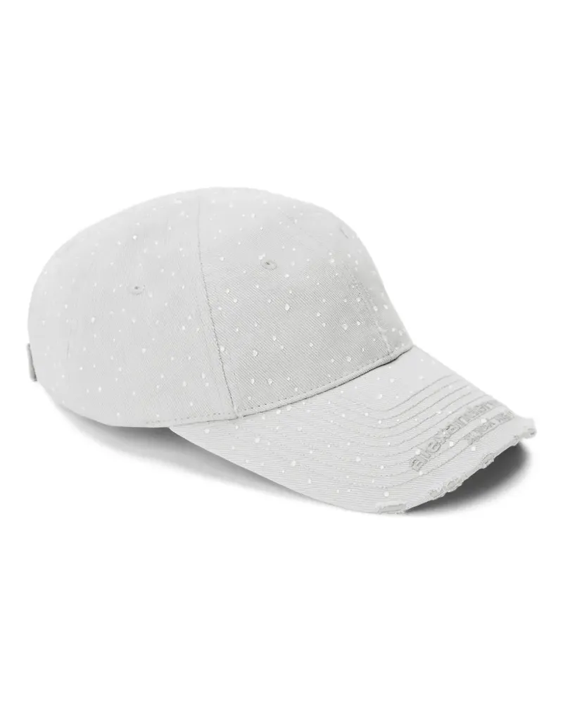 Alexander Wang Kristallverzierte Baseballkappe im Distressed-Look - Grau Grau