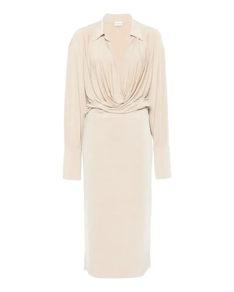 ANDAMANE Lilia draped-neck long-sleeve dress - Nude Nude