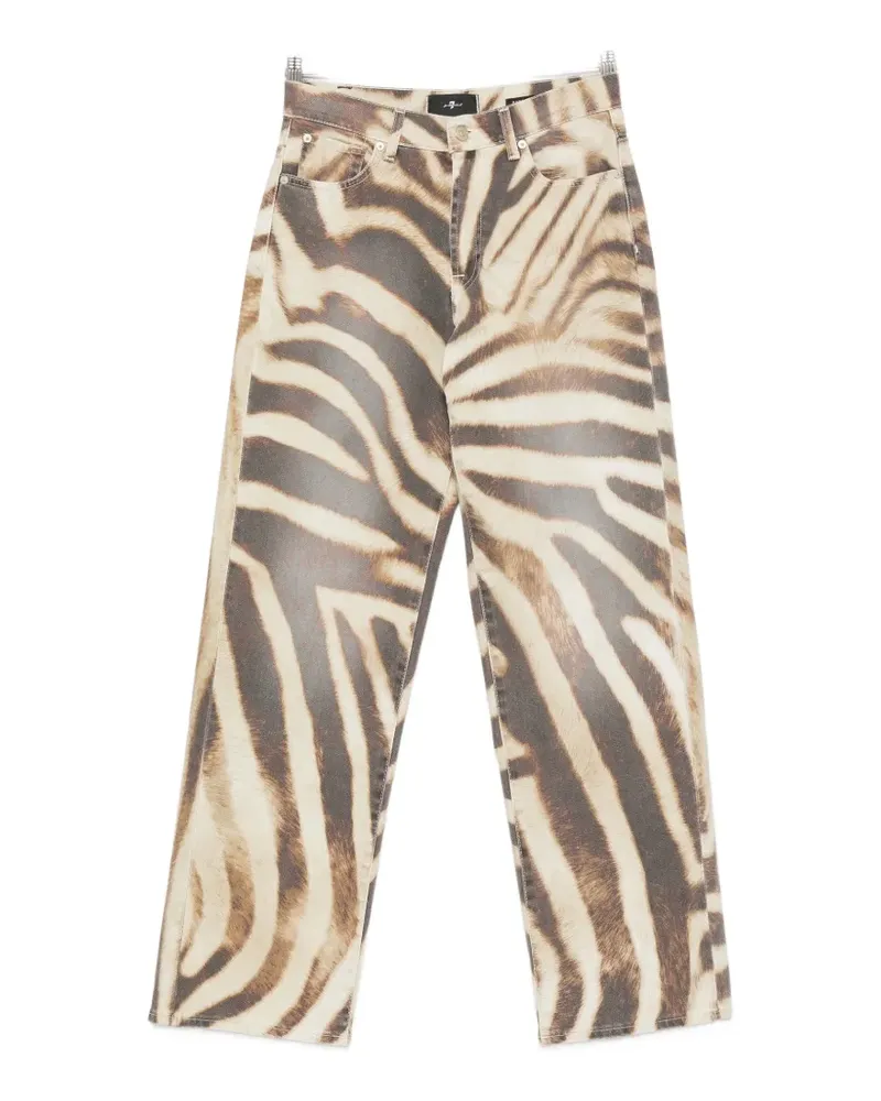 7 for all mankind Stovepipe zebra-print straight-leg jeans - Nude Nude
