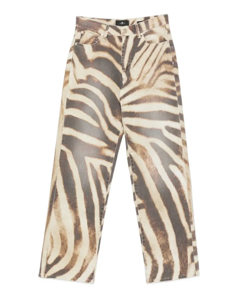 7 for all mankind Stovepipe zebra-print straight-leg jeans - Nude Nude