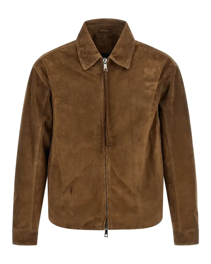 Giorgio Brato suede shirt-collar jacket - Braun Braun