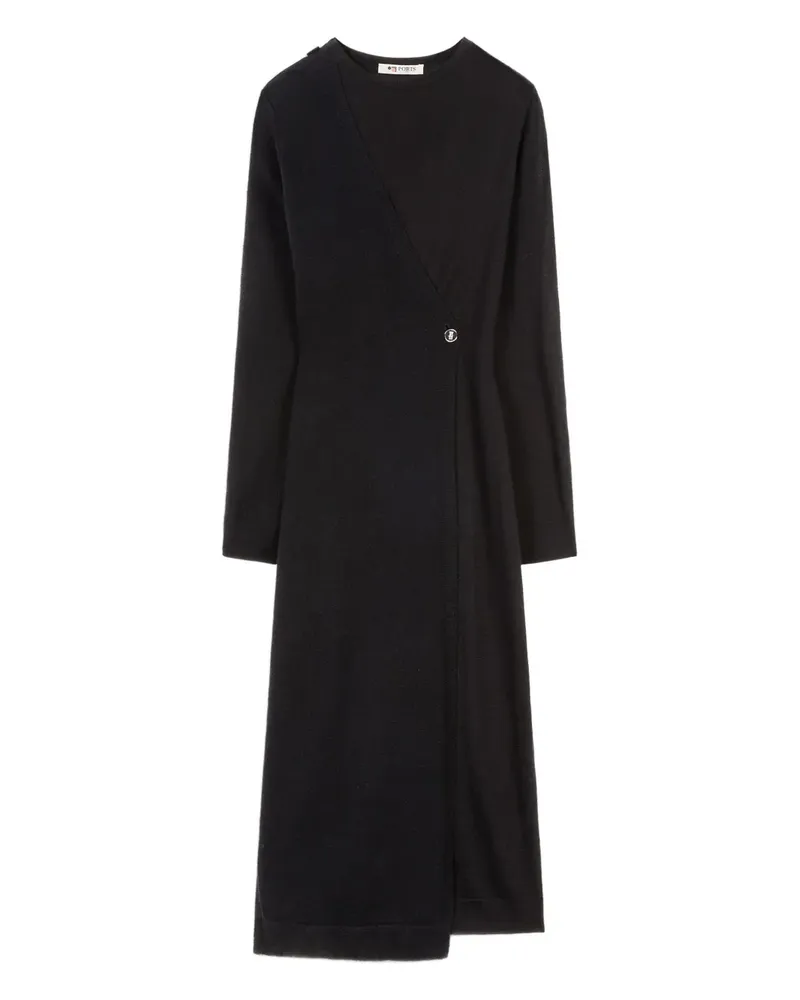 Ports 1961 Asymmetrisches Midikleid mit Knöpfen - Schwarz Schwarz