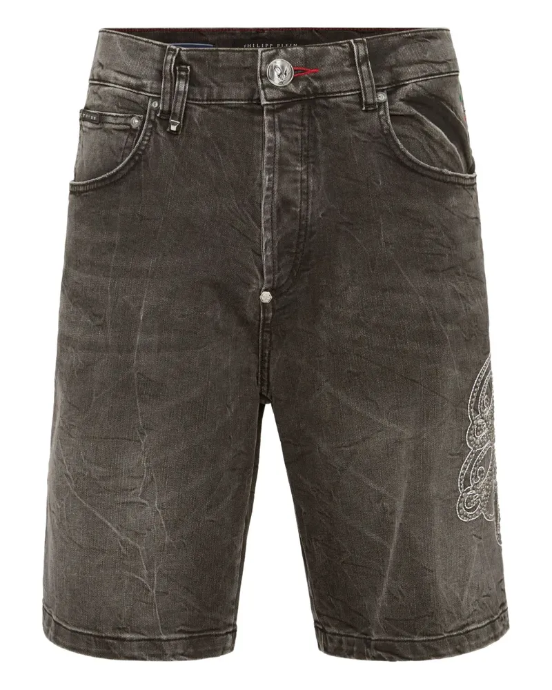 Philipp Plein Knielange Jeans-Shorts - Grau Grau