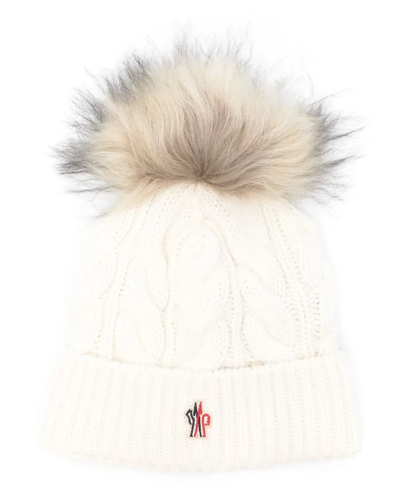 Moncler Beanie mit Pompon-Detail - Weiß Weiß