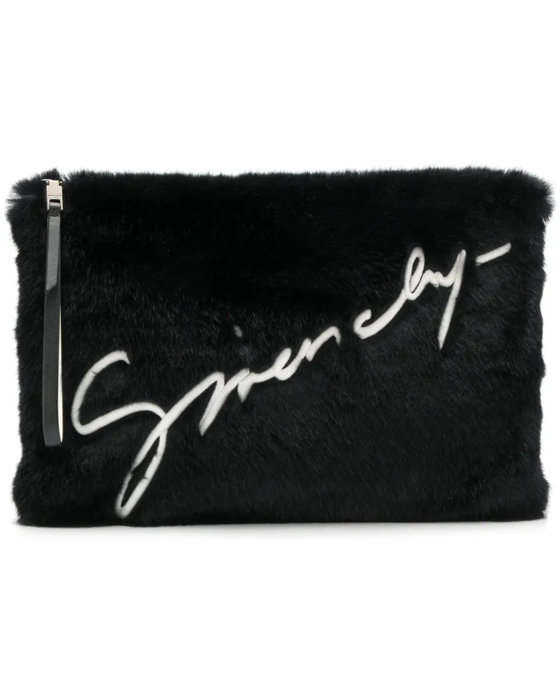 Givenchy Clutch mit Faux Fur - Schwarz Schwarz