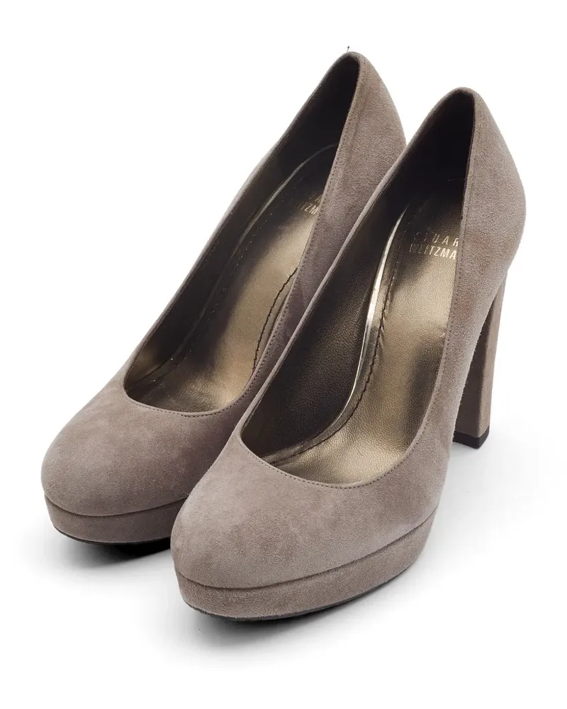 Stuart Weitzman suede platform pumps - Nude Nude