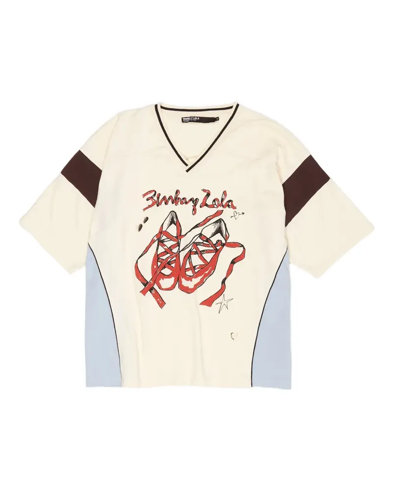 BIMBA Y LOLA T-Shirt mit V-Ausschnitt - Nude Nude