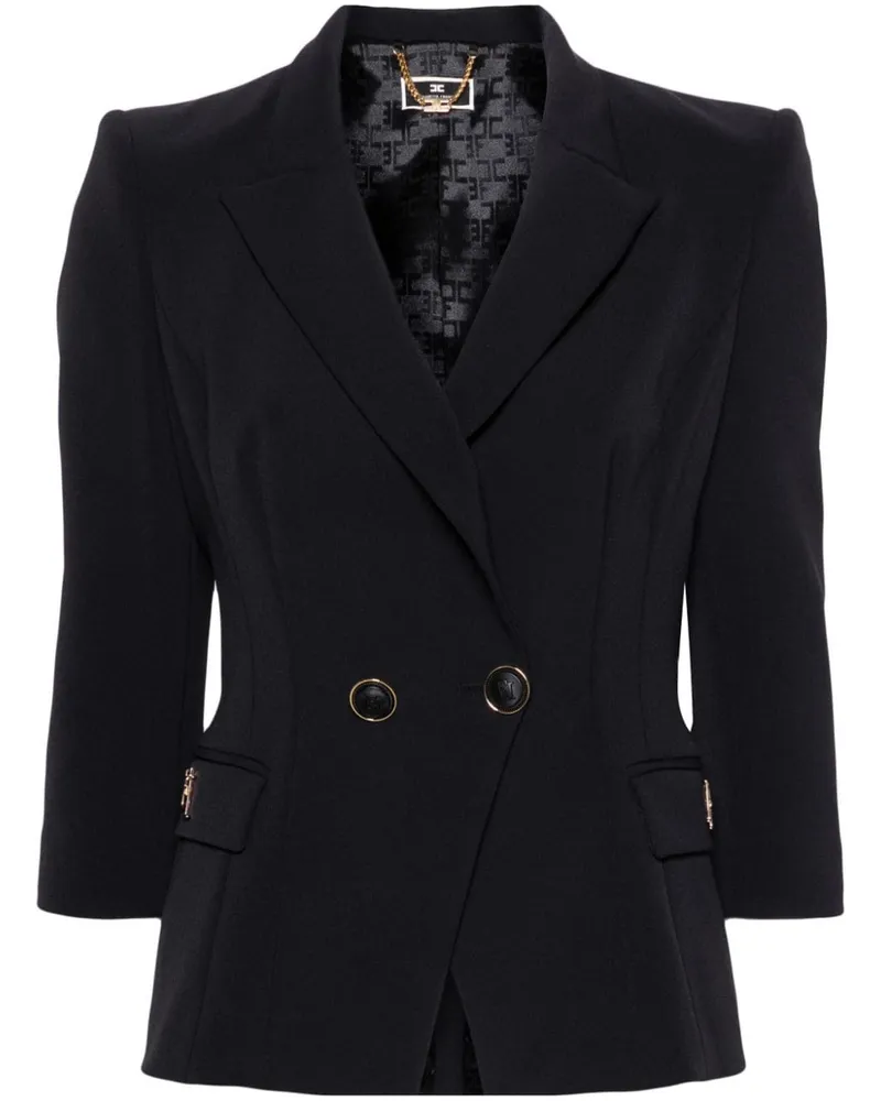 Elisabetta Franchi Doppelreihiger Blazer aus Krepp Schwarz