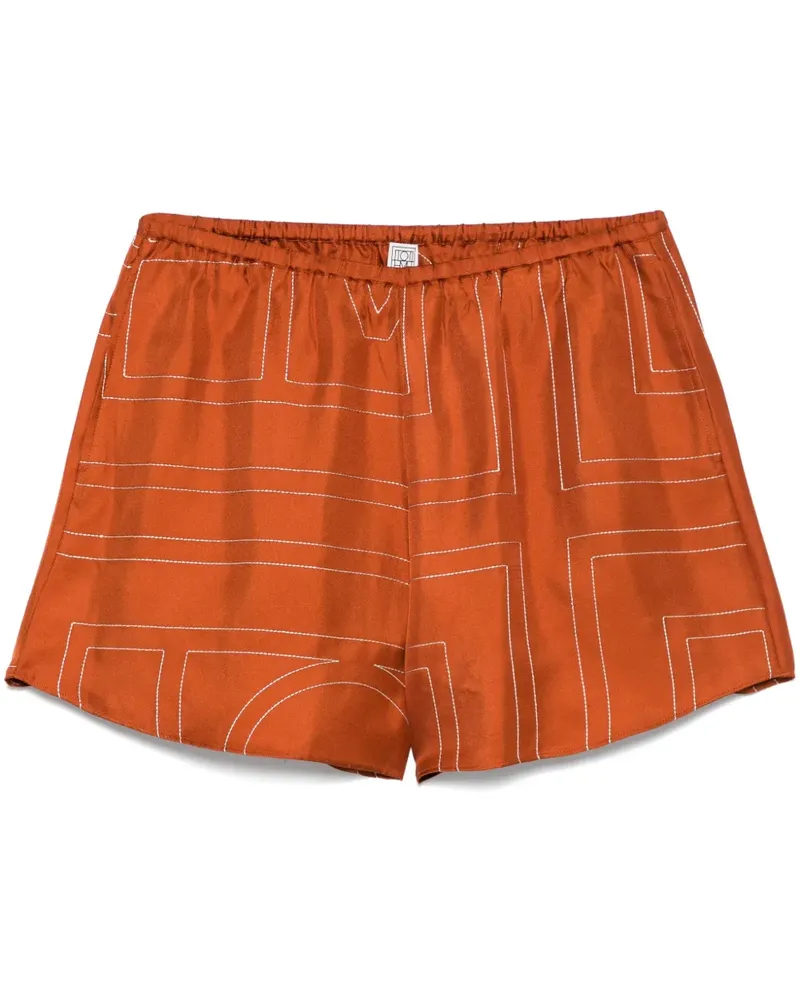 Totême Seidenshorts mit Monogramm - Braun Braun
