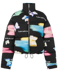 Moschino Gefütterte Jacke mit grafischem Print Schwarz