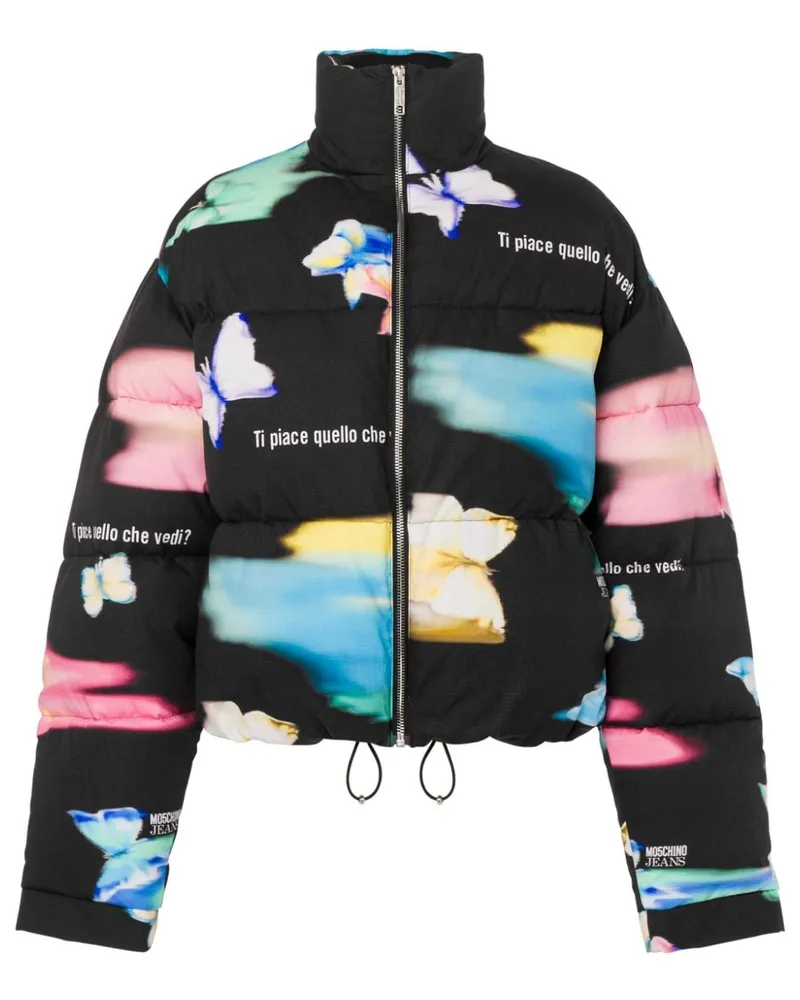 Moschino Gefütterte Jacke mit grafischem Print - Schwarz Schwarz
