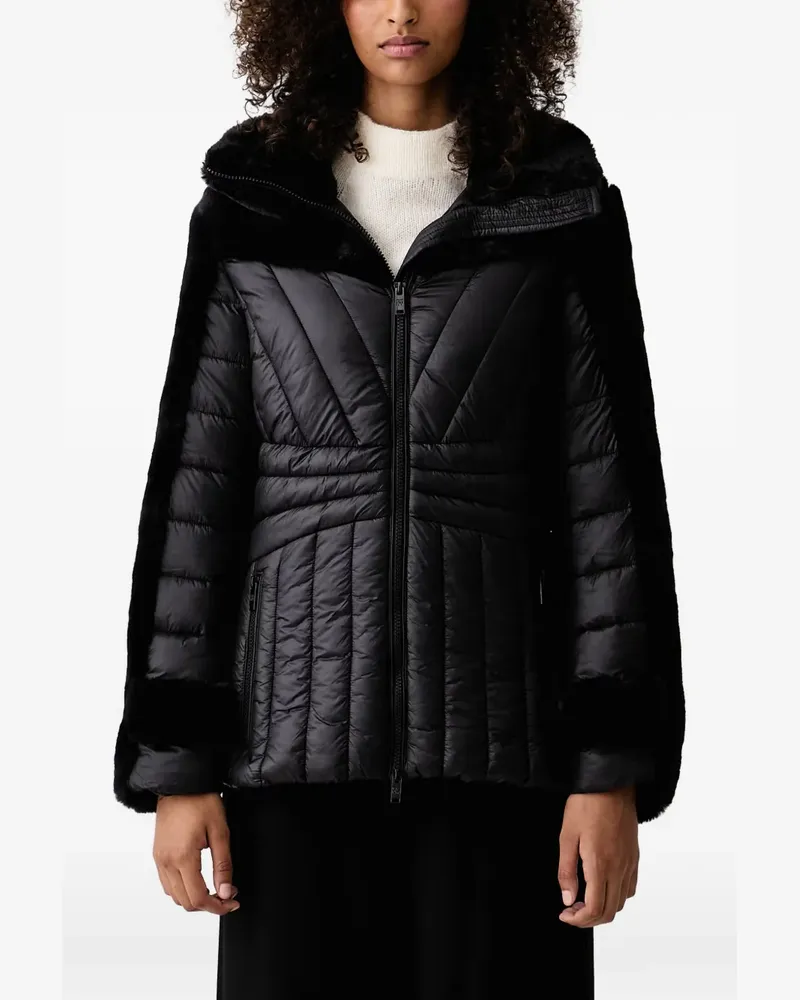 DKNY faux-fur trim quilted jacket - Schwarz Schwarz