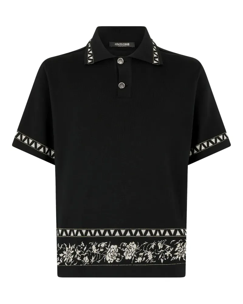 Roberto Cavalli Poloshirt mit Jacquard-Motiv - Schwarz Schwarz