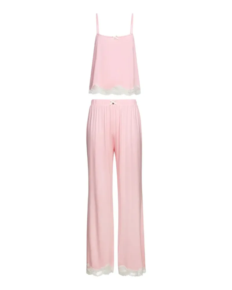 Karl Lagerfeld Pyjama mit Spitzenborten - Rosa Rosa