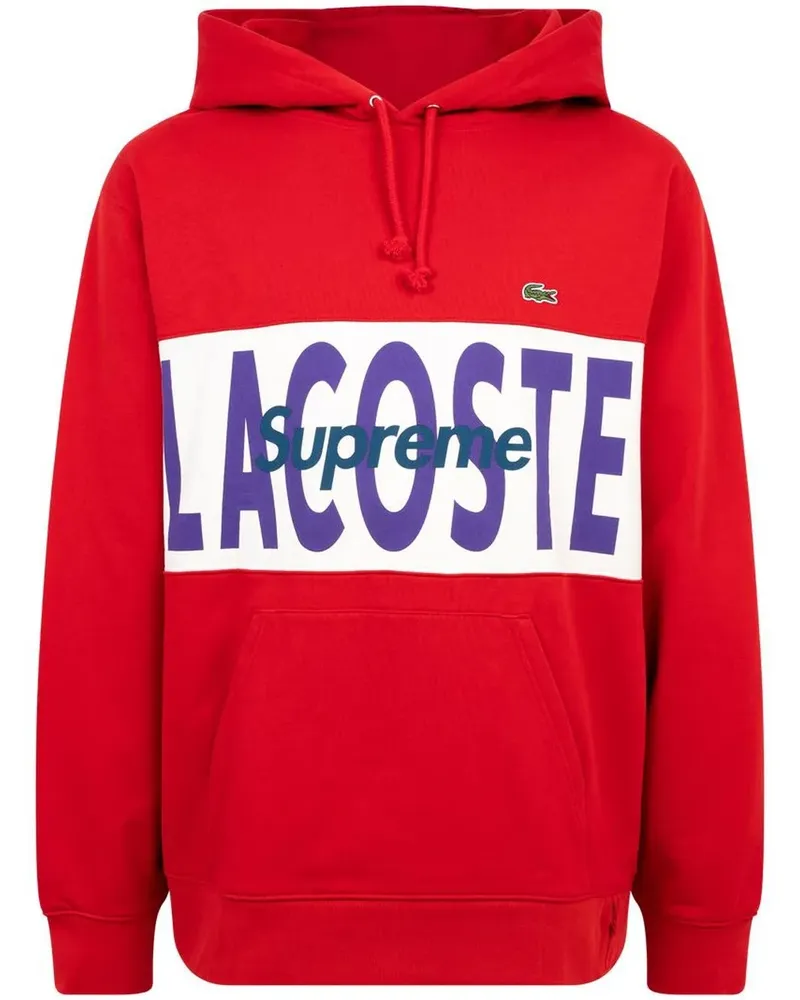 Supreme Being x Lacoste Hoodie mit Logo-Einsatz - Rot Rot