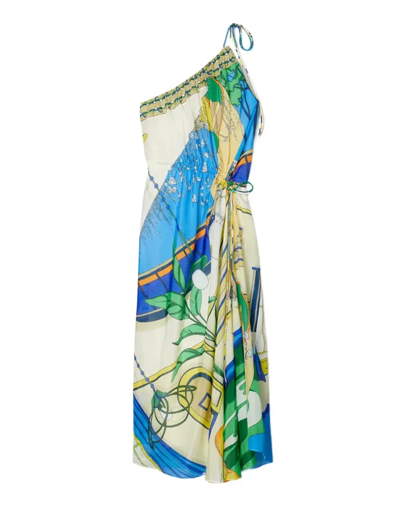 Tory Burch printed one-shoulder dress - Nude Nude