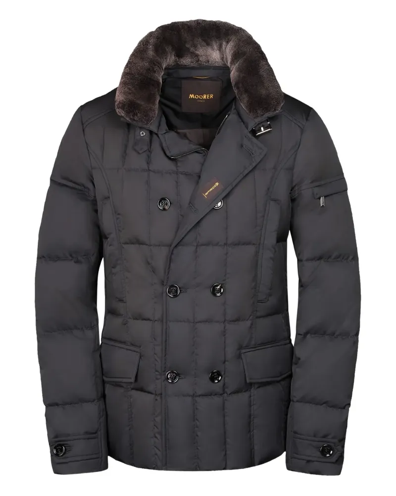 MOORER Siro-KM fur collar double-breasted jacket - Schwarz Schwarz