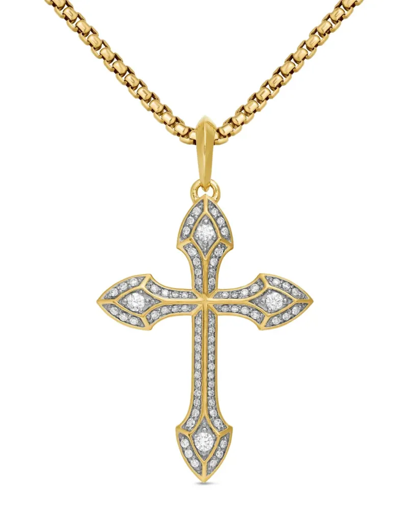 David Yurman 18kt Gothic Cross Gelbgoldamulett mit Diamant 36,5mm Gold