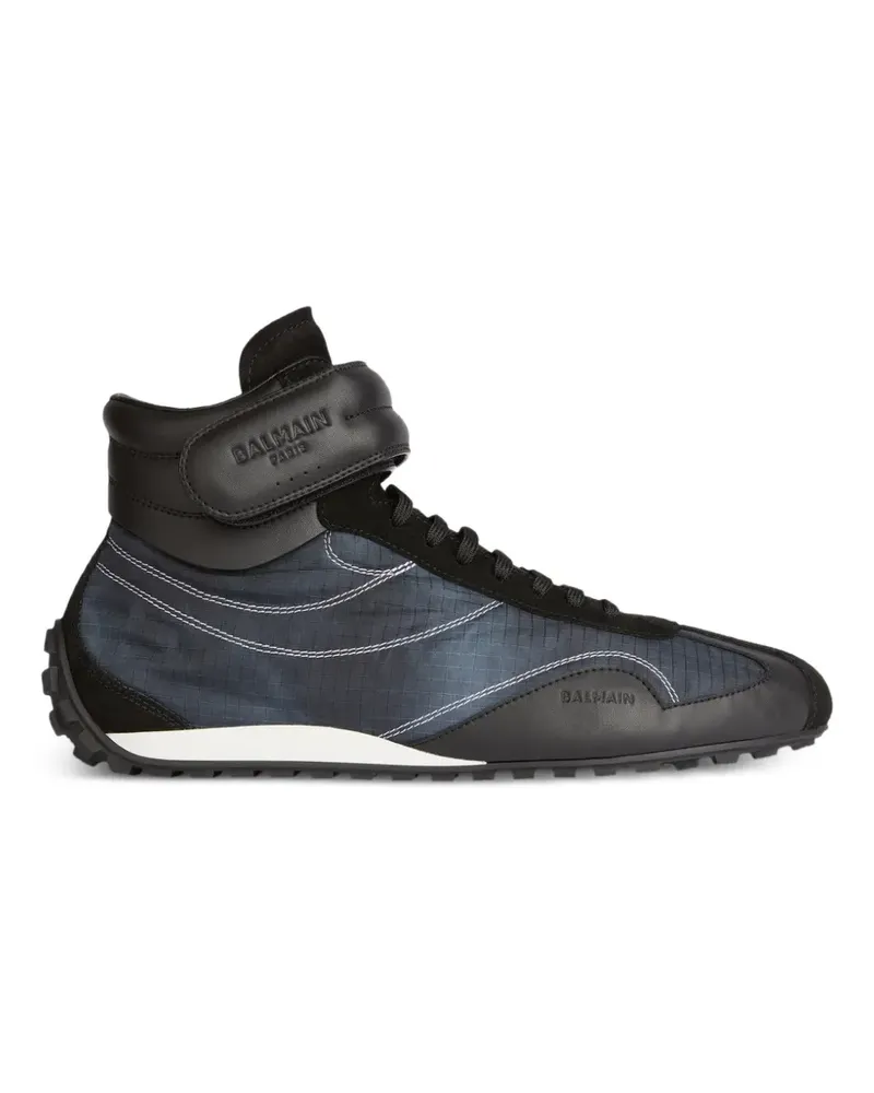 Balmain Racing Mid-Top Sneakers aus Nylon und Leder - Blau Blau