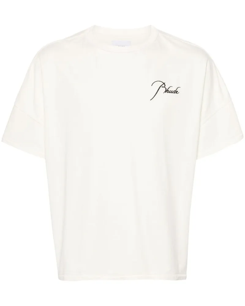 RHUDE Reverse T-Shirt mit Logo-Stickerei Nude