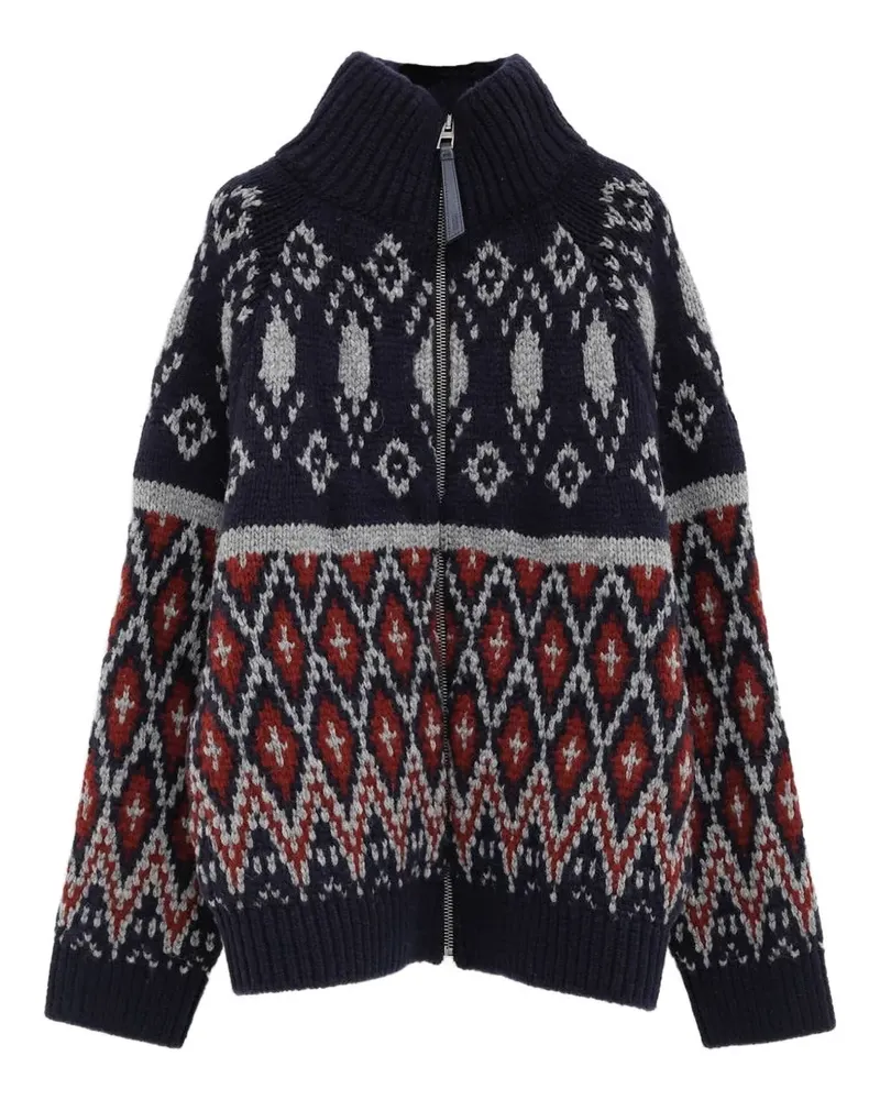 Loewe Gemusterter Pullover mit Reißverschluss - Blau Blau