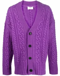 AMI Paris Cardigan mit Zopfmuster Violett