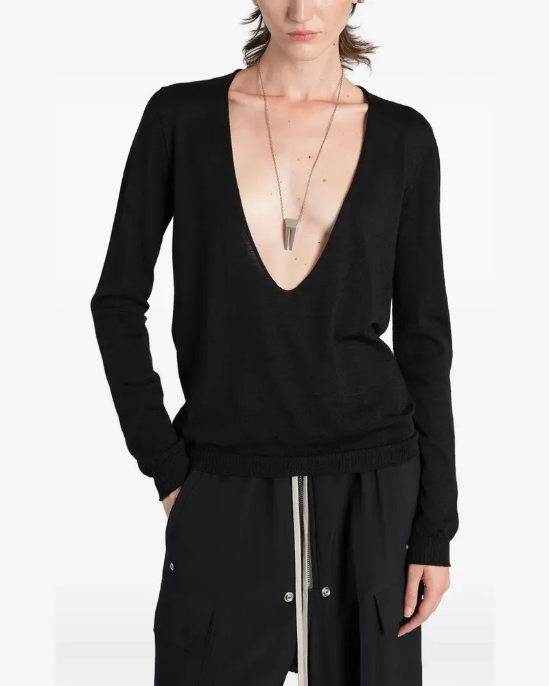 Rick Owens plunging V-neck sweater - Schwarz Schwarz