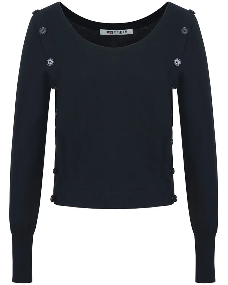 Ports 1961 Pullover mit Knöpfen - Schwarz Schwarz