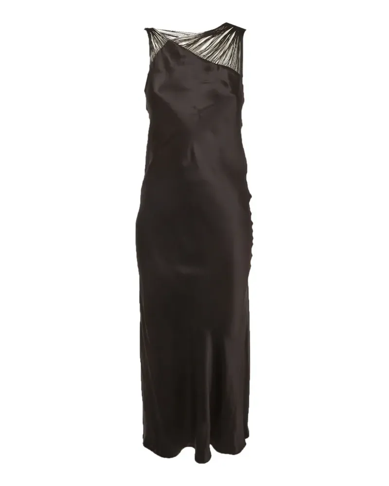 SPORTMAX Asymmetrisches Maxikleid mit Fransensaum - Schwarz Schwarz