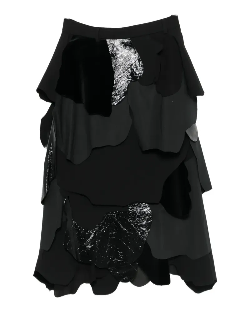 Moschino patchwork-design tiered midi skirt - Schwarz Schwarz