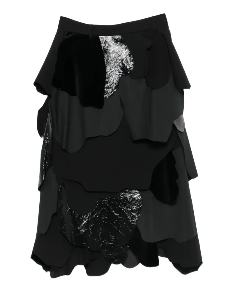 Moschino patchwork-design tiered midi skirt - Schwarz Schwarz