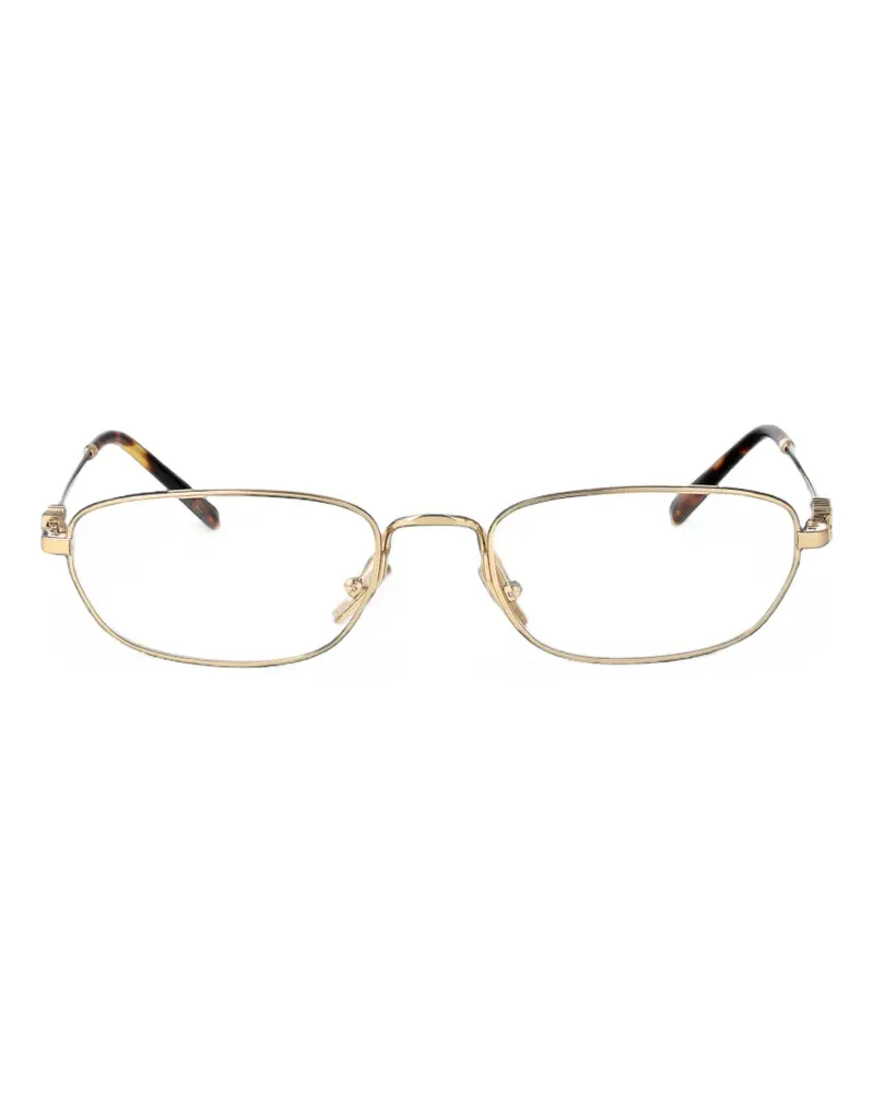 Miu Miu logo-plaque rectangle-frame glasses - Gold Gold