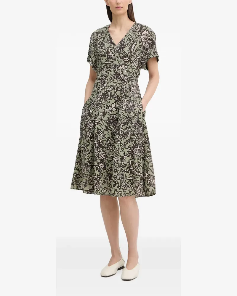 Marc O'Polo Midikleid mit Blumenprint - Grün Grün