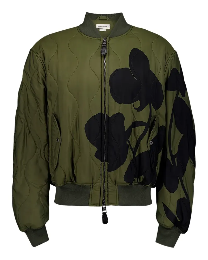 Alexander McQueen Gesteppte Bomberjacke mit Orchideen - Grün Grün