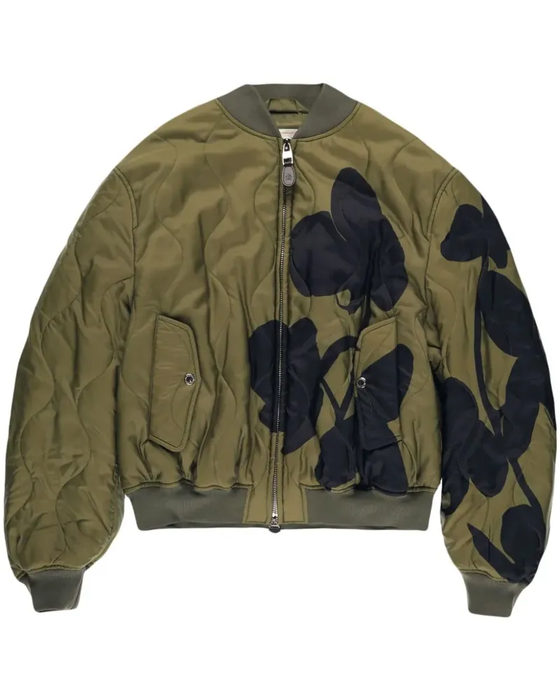 Alexander McQueen Gesteppte Bomberjacke mit Orchideen - Grün Grün