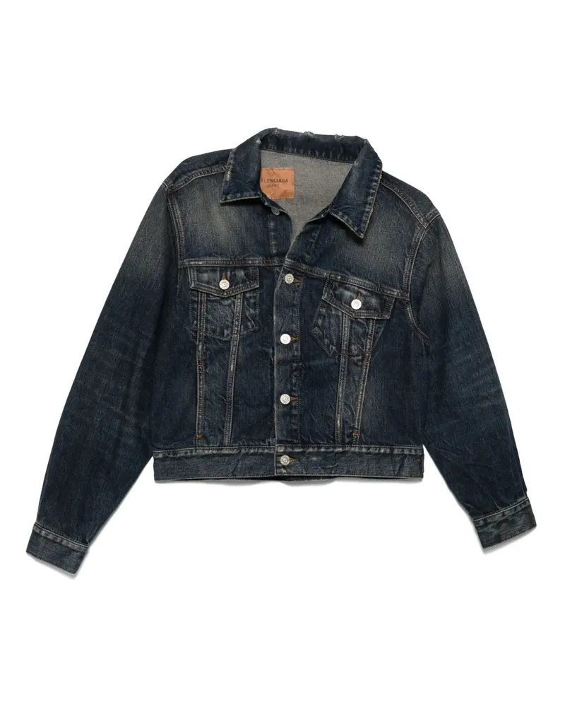 Balenciaga Schulterfreie Jeansjacke - Blau Blau
