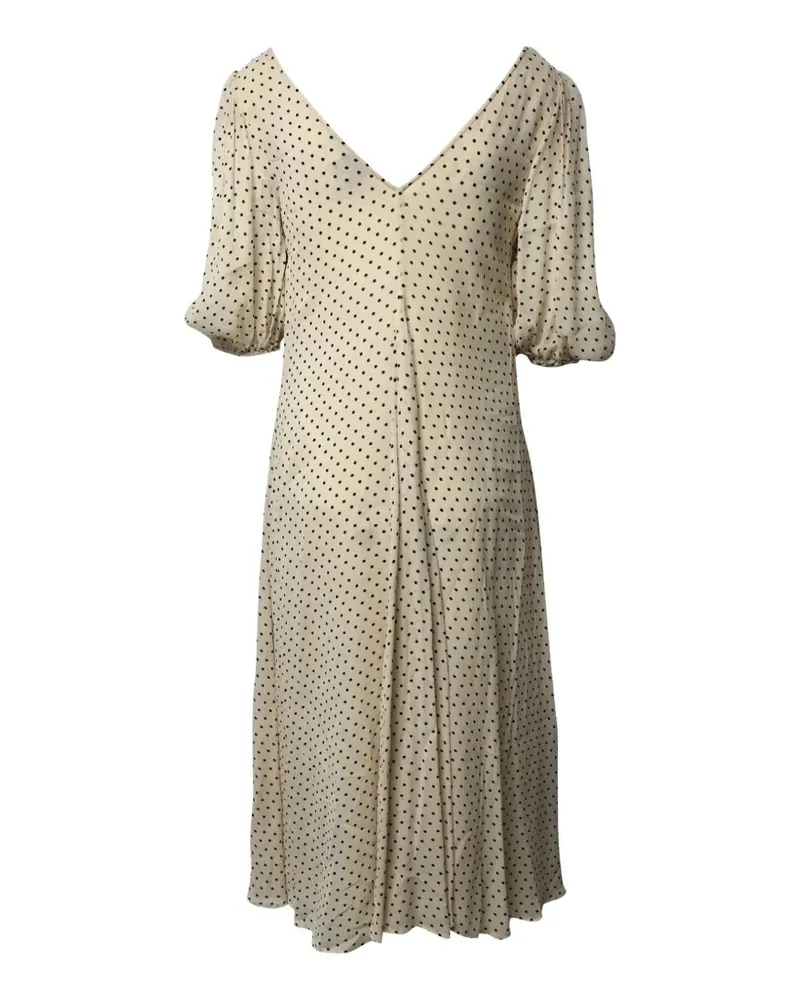 Ganni polka dot v-neck dress - Nude Nude