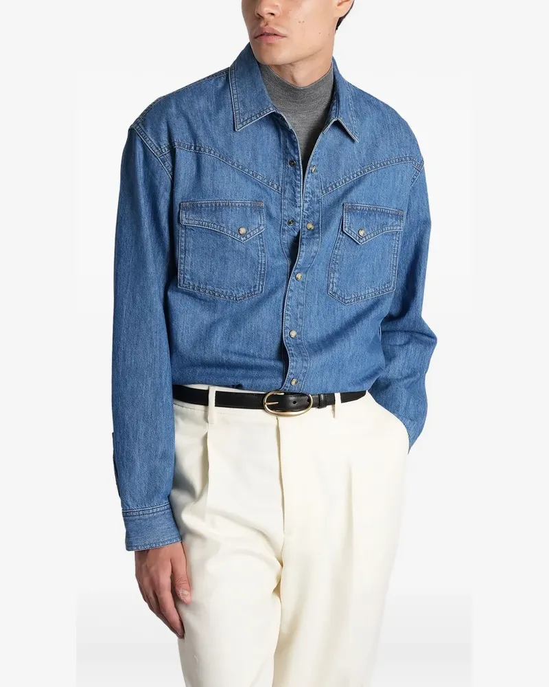 LARDINI Jeanshemd im Western-Look - Blau Blau