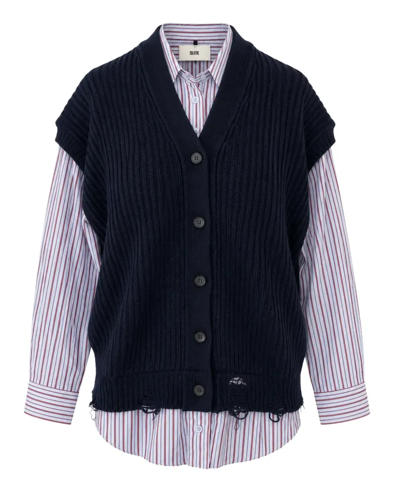 SOLOTRE Gestreiftes Hemd im Layering-Look - Blau Blau